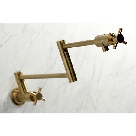 Kingston Brass KS4107DX Wall Mount Pot Filler, Brushed Brass KS4107DX